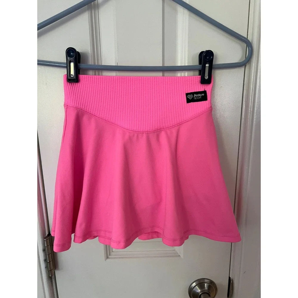 Justice Sport Girls Neon Pink Skort Athletic Tennis Skirt Size Small 7/8 478600